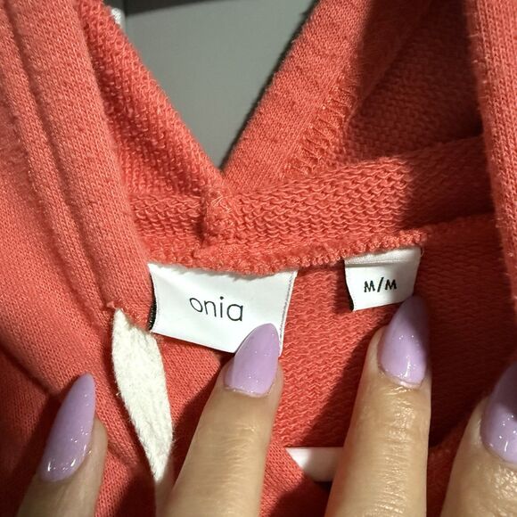 Onia Men Hooded Sweatshirt Kangaroo Pocket Casual Lounge Pink Medium - Picture 4 of 7